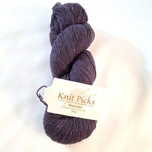 1 Hank Knit Picks Gloss Lace 70% Merino Wool 30% Silk Lace Wt Yarn Pinot Purple